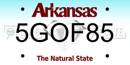 5GOF85 Arkansas License Plate