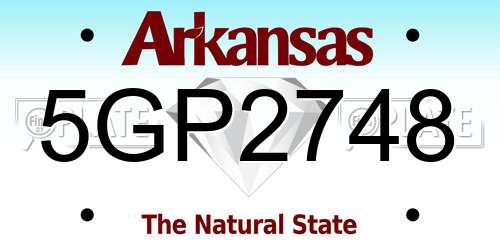 5GP2748 Arkansas License Plate