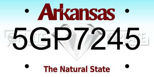 5GP7245 Arkansas License Plate