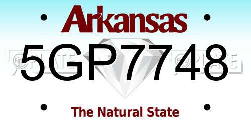5GP7748 Arkansas License Plate