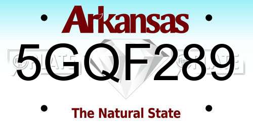 5GQF289 Arkansas License Plate