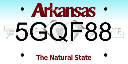 5GQF88 Arkansas License Plate