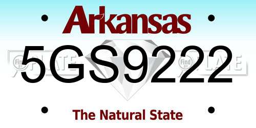 5GS9222 Arkansas License Plate