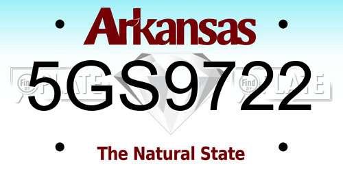 5GS9722 Arkansas License Plate