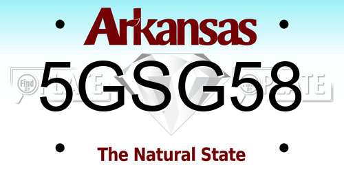 5GSG58 Arkansas License Plate