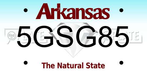 5GSG85 Arkansas License Plate