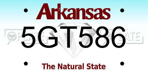 5GT586 Arkansas License Plate