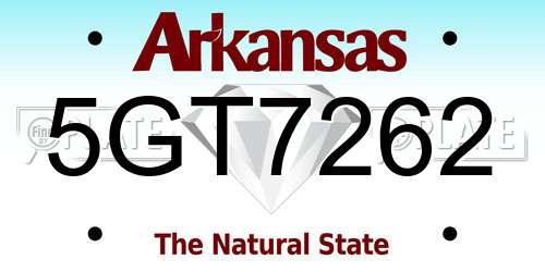 5GT7262 Arkansas License Plate