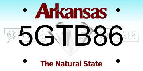 5GTB86 Arkansas License Plate
