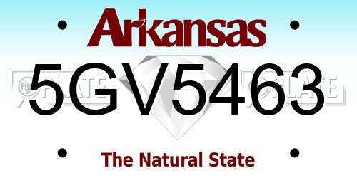 5GV5463 Arkansas License Plate