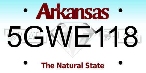 5GWE118 Arkansas License Plate