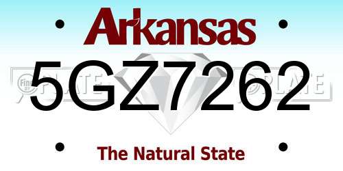 5GZ7262 Arkansas License Plate