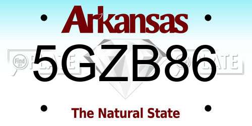 5GZB86 Arkansas License Plate
