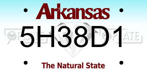 5H38D1 Arkansas License Plate