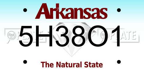 5H38O1 Arkansas License Plate