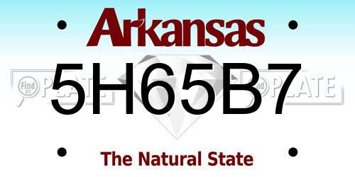 5H65B7 Arkansas License Plate