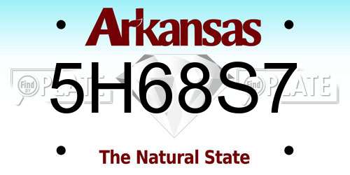 5H68S7 Arkansas License Plate