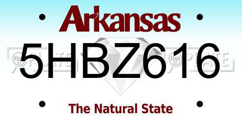 5HBZ616 Arkansas License Plate