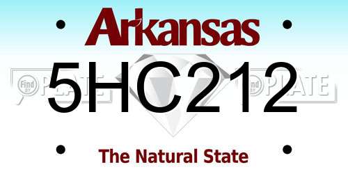 5HC212 Arkansas License Plate