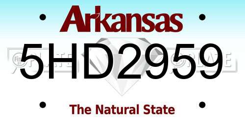 5HD2959 Arkansas License Plate