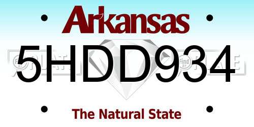 5HDD934 Arkansas License Plate