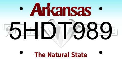 5HDT989 Arkansas License Plate