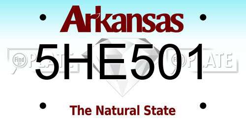 5HE501 Arkansas License Plate