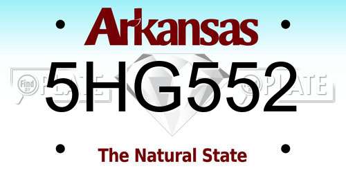 5HG552 Arkansas License Plate