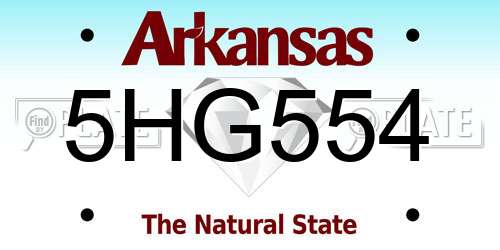 5HG554 Arkansas License Plate