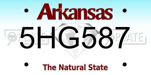 5HG587 Arkansas License Plate