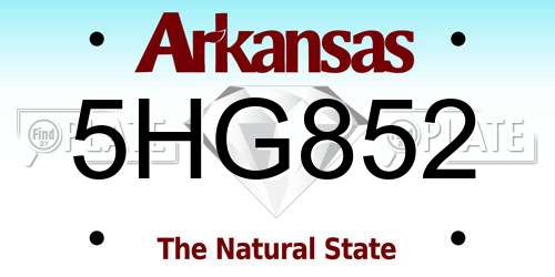 5HG852 Arkansas License Plate