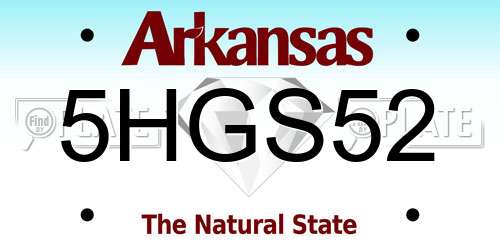 5HGS52 Arkansas License Plate