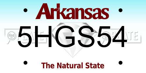 5HGS54 Arkansas License Plate
