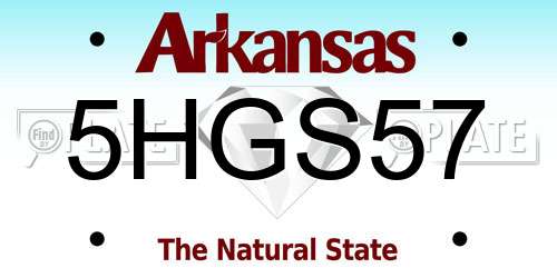 5HGS57 Arkansas License Plate