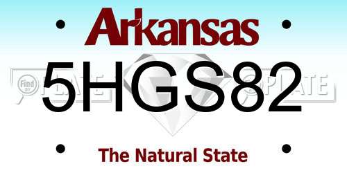 5HGS82 Arkansas License Plate