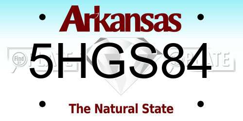 5HGS84 Arkansas License Plate