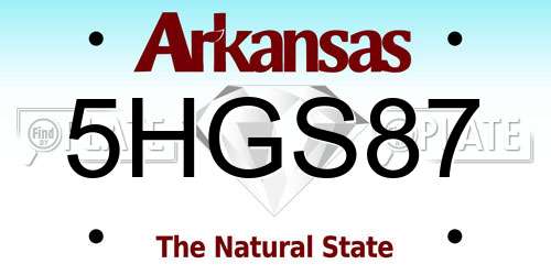 5HGS87 Arkansas License Plate
