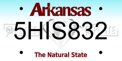 5HIS832 Arkansas License Plate