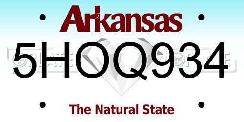 5HOQ934 Arkansas License Plate
