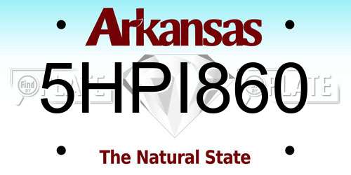 5HPI860 Arkansas License Plate