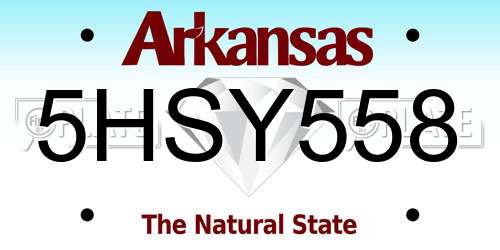 5HSY558 Arkansas License Plate
