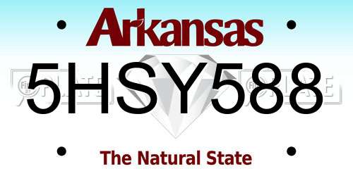 5HSY588 Arkansas License Plate