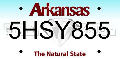 5HSY855 Arkansas License Plate