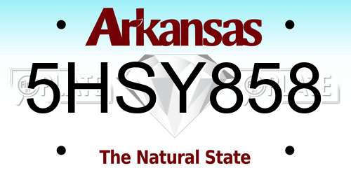 5HSY858 Arkansas License Plate
