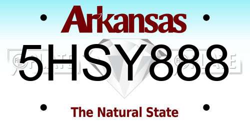 5HSY888 Arkansas License Plate