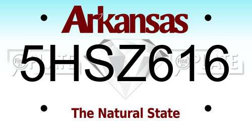 5HSZ616 Arkansas License Plate
