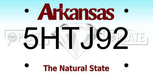 5HTJ92 Arkansas License Plate
