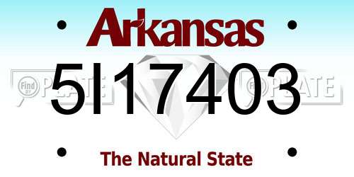 5I17403 Arkansas License Plate