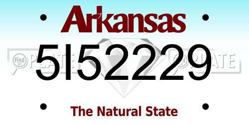 5I52229 Arkansas License Plate