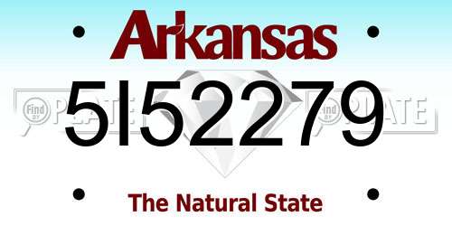 5I52279 Arkansas License Plate